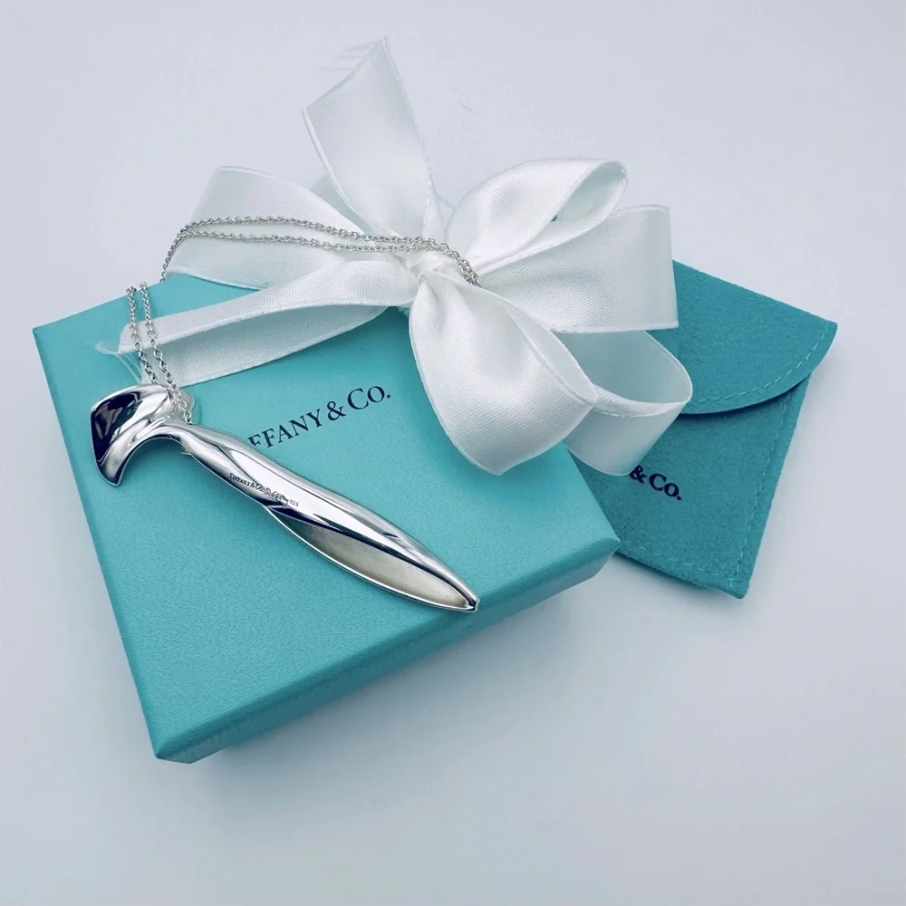 RARE Tiffany & Co. Frank Gehry 3” Large Orchid Necklace in Silver with Packaging